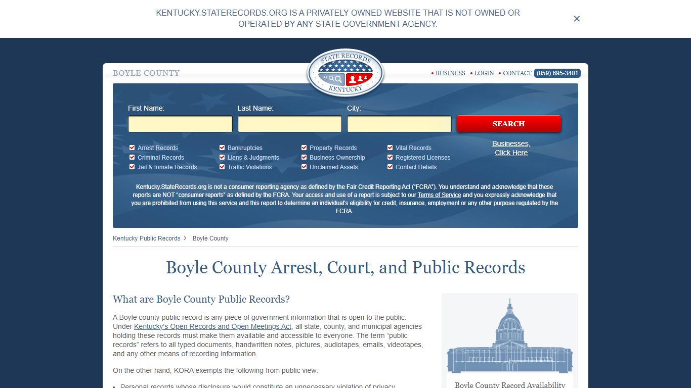 Boyle County Arrest, Court, and Public Records